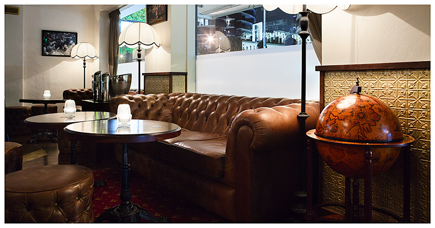 Plush leather couch in Gold Coast bar/restaurant 