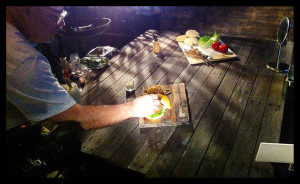 Food Stylist, Pete May, working on a food shoot with Gold Coast food photographer, Paul Williams.