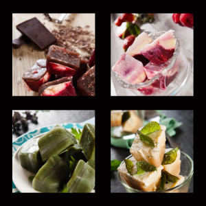 Pod Essence collage-Various ice cube meal starters and treats 2. Photography by Paul Williams, Gold Coast & Brisbane food photographer